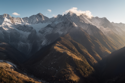 A mountain range with snow on top