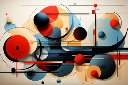 A colorful art with circles and lines