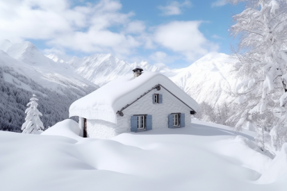 A house covered in snow