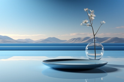 A vase with flowers in it on a plate