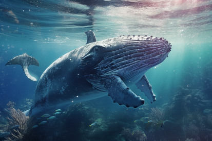 A whale swimming in the water