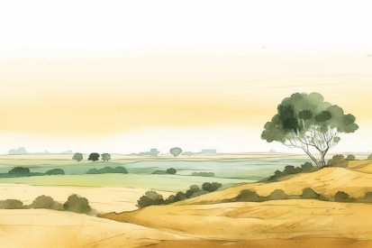 A landscape with trees and grass