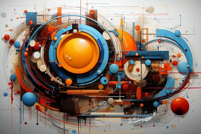 A colorful artwork of circles and lines