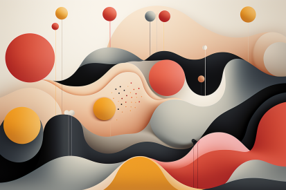 A colorful art with circles and lines