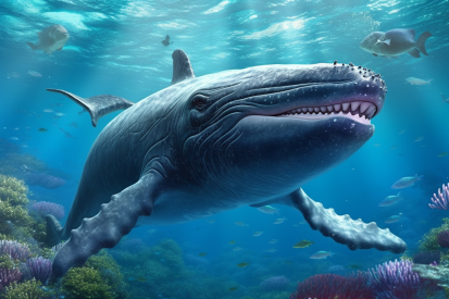 A whale swimming in the ocean