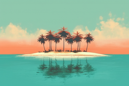 A small island with palm trees