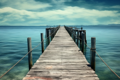 A wooden dock leading to the water