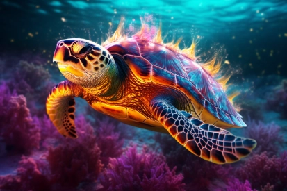 A sea turtle swimming in the water