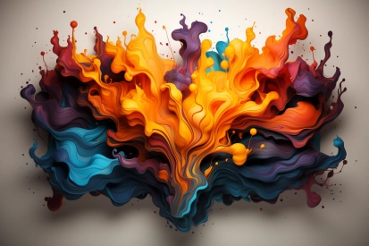 A colorful liquid splashing out of the air