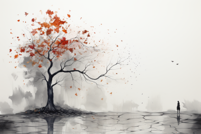 A tree with orange leaves on it