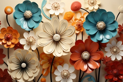 A group of paper flowers