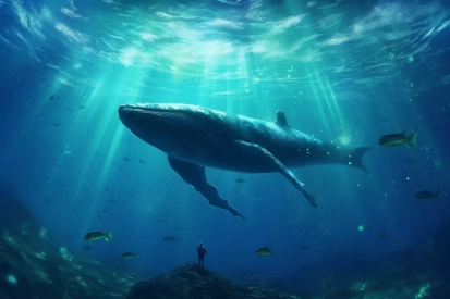 A whale swimming under water