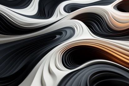 A black and white swirly waves
