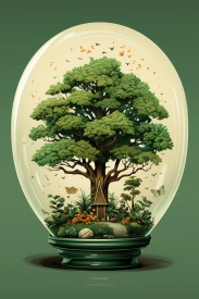 A tree inside a glass ball