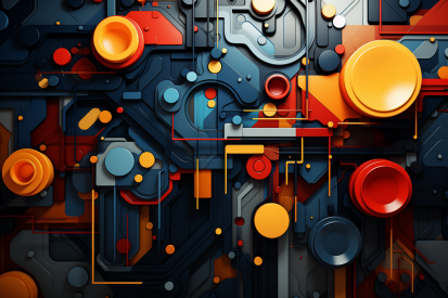 A colorful background with circles and lines