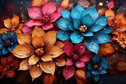 A group of colorful flowers