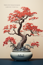 A bonsai tree in a white pot