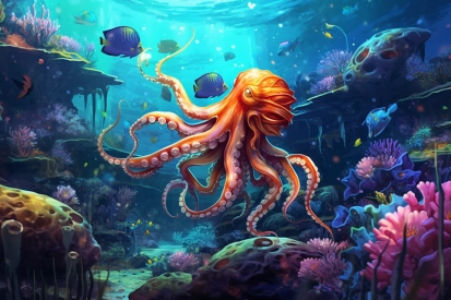 An octopus swimming in the ocean