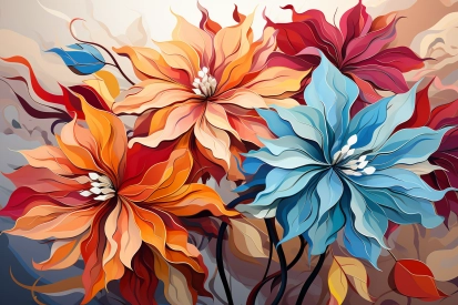 A colorful flowers on a plant