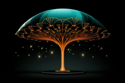 A glowing tree with a black background