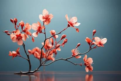 A branch with pink flowers