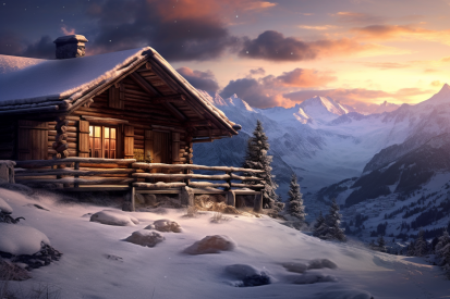 A cabin in the snow