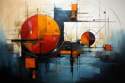 A painting of circles and squares