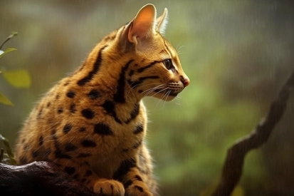 A cat sitting on a tree branch