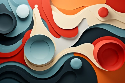 A colorful paper cut out shapes