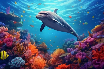 A dolphin swimming in the ocean