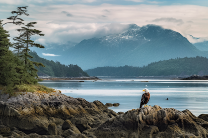 A bird standing on rocks by water