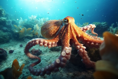 An octopus under water