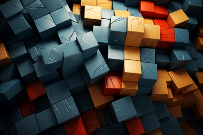 A pile of colorful cubes