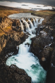 Kolugljufur canyon and waterfall