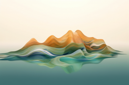 A colorful mountain with waves