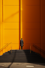 A man standing on stairs