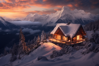 A house on a snowy mountain