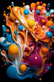 A colorful paint splashing out of a black background