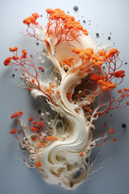 A white and orange swirly swirl
