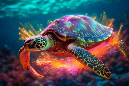 A sea turtle swimming in the water