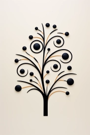 A black tree with orange lines and circles