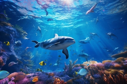 A dolphin swimming in the ocean