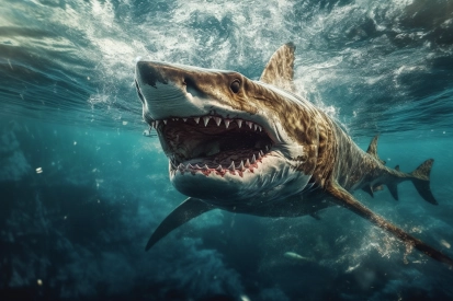 A shark swimming in the water