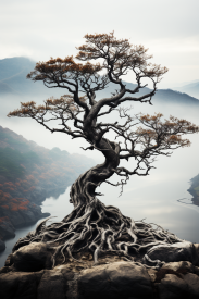 A tree with roots on a hill