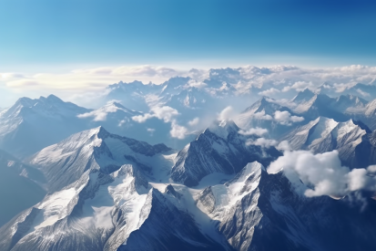 A mountain range with clouds