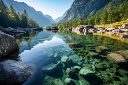 A river with rocks and trees