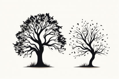 A group of trees with leaves
