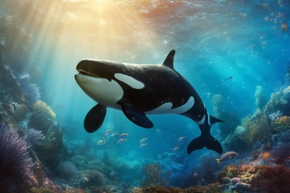 A whale swimming in the ocean