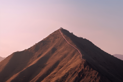 A mountain with a path going up