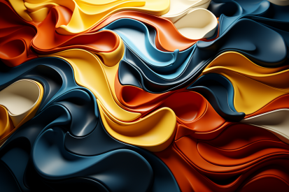 A colorful wavy shapes in different colors
